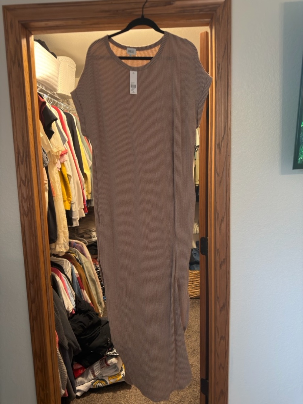 Buckle Sand Ribbed Maxi Dress